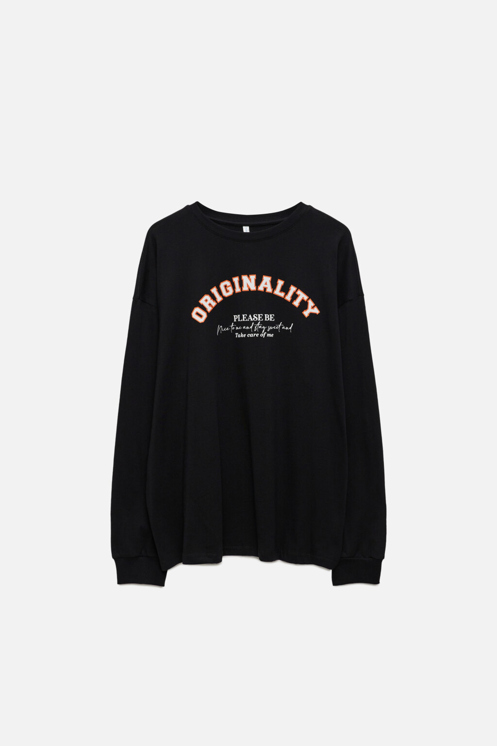 Лонгслив прямой хлопковый с принтом-надписью - цвет черный - 7