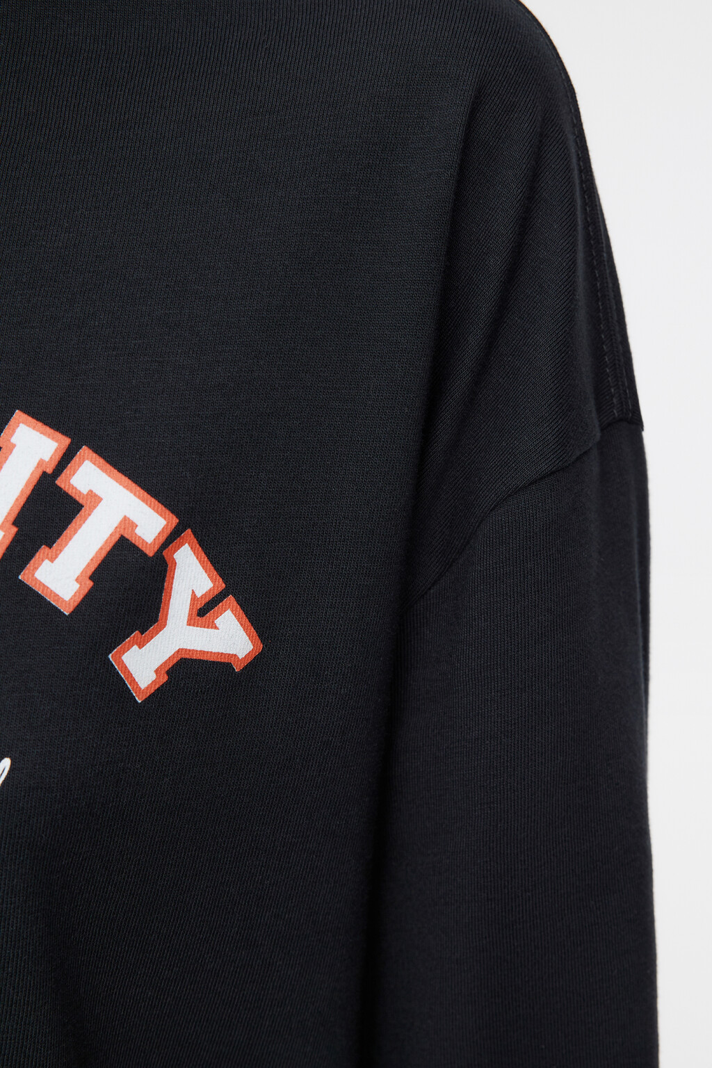 Лонгслив прямой хлопковый с принтом-надписью - цвет черный - 6