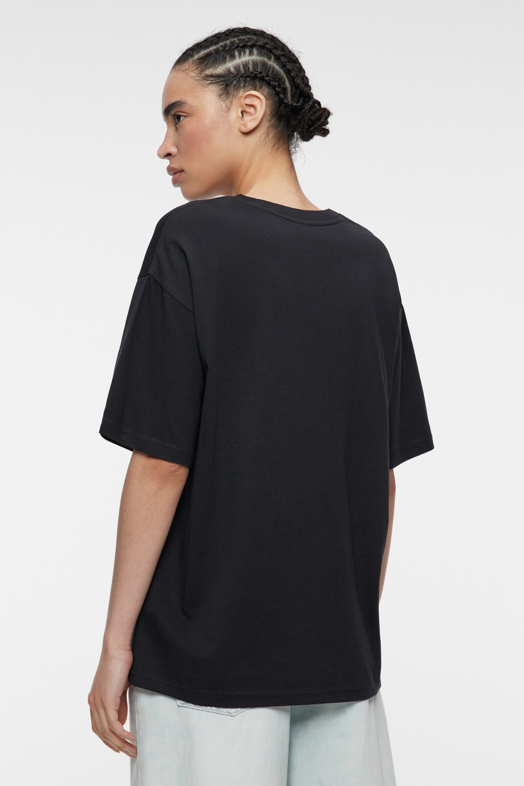 Футболка прямая хлопковая с принтом-надписью - цвет черный - 4