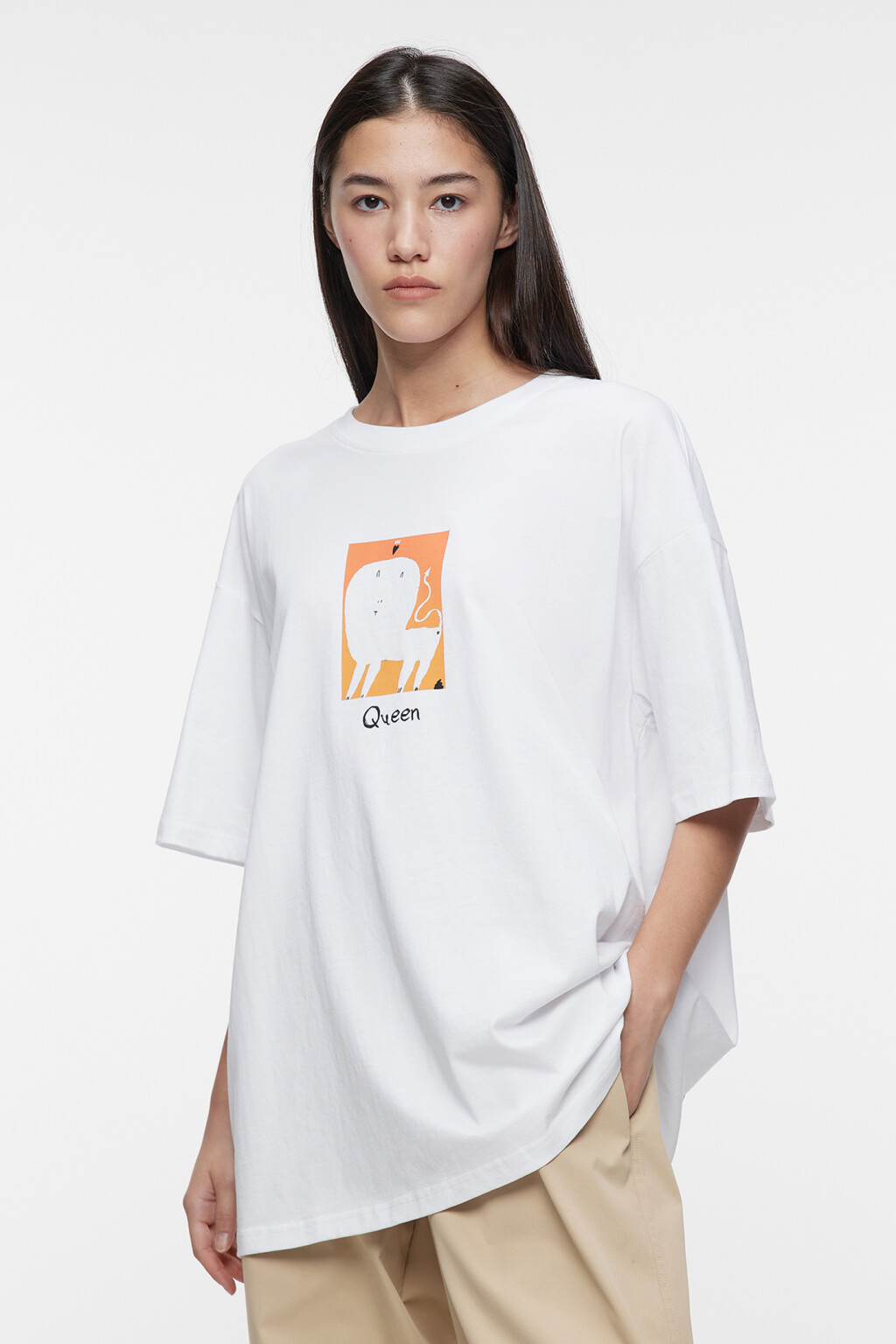 Футболка unisex свободная с принтом Bang Bang Studio - цвет белый - 6