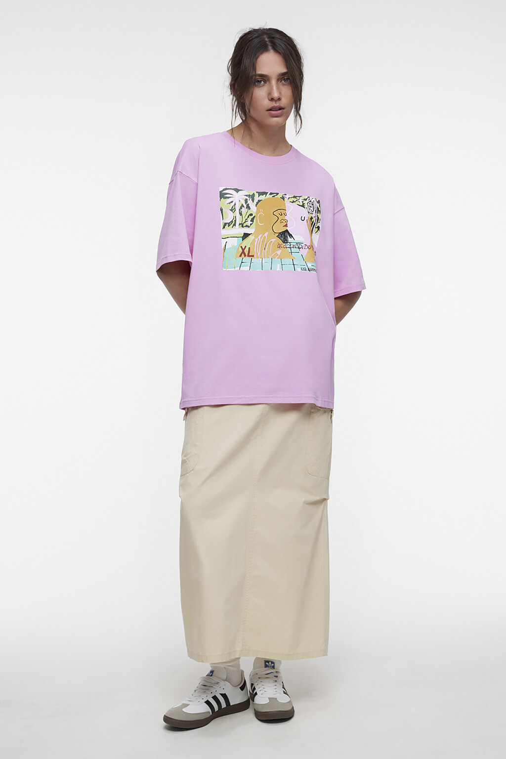 Футболка unisex свободная с принтом Bang Bang Studio - цвет розовый - 3