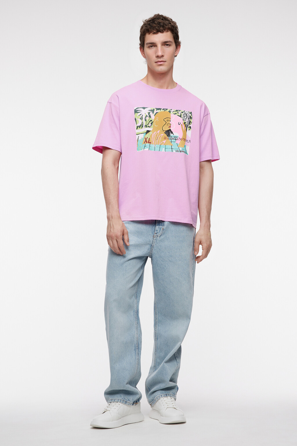 Футболка unisex свободная с принтом Bang Bang Studio - цвет розовый - 6