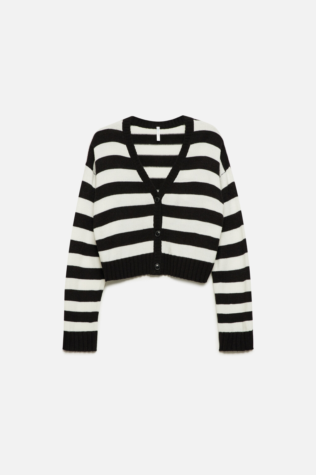 Кардиган укороченный тонкой вязки с V-вырезом - цвет черный - 8