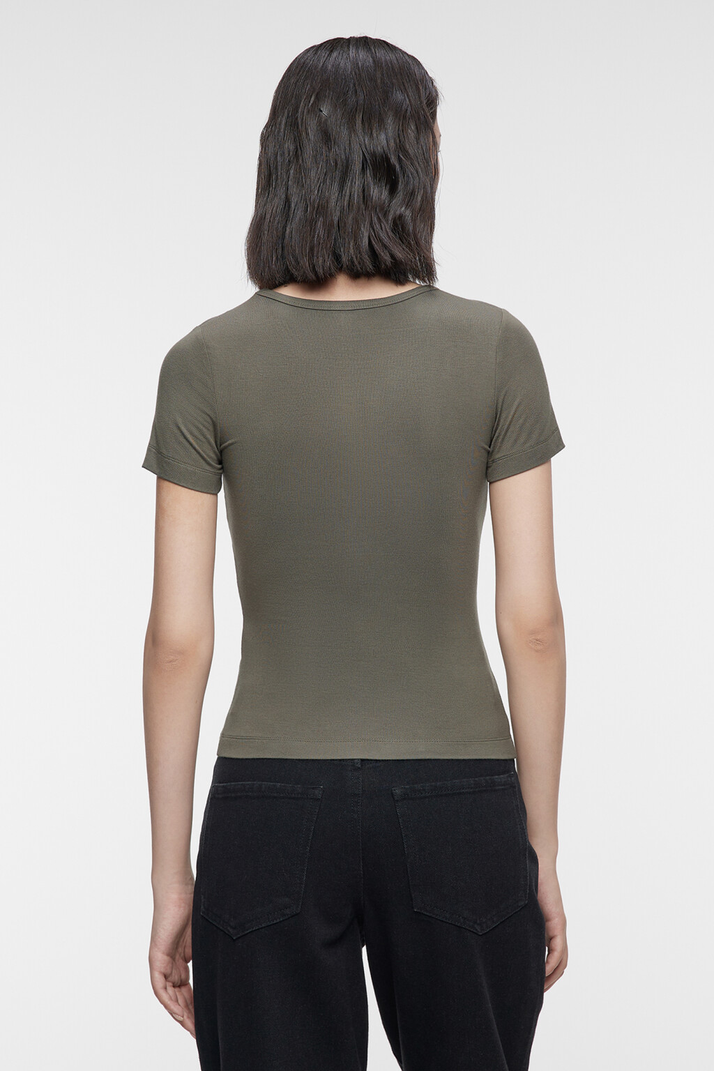 Футболка slim облегающая из лиоцелла - цвет зеленый - 4