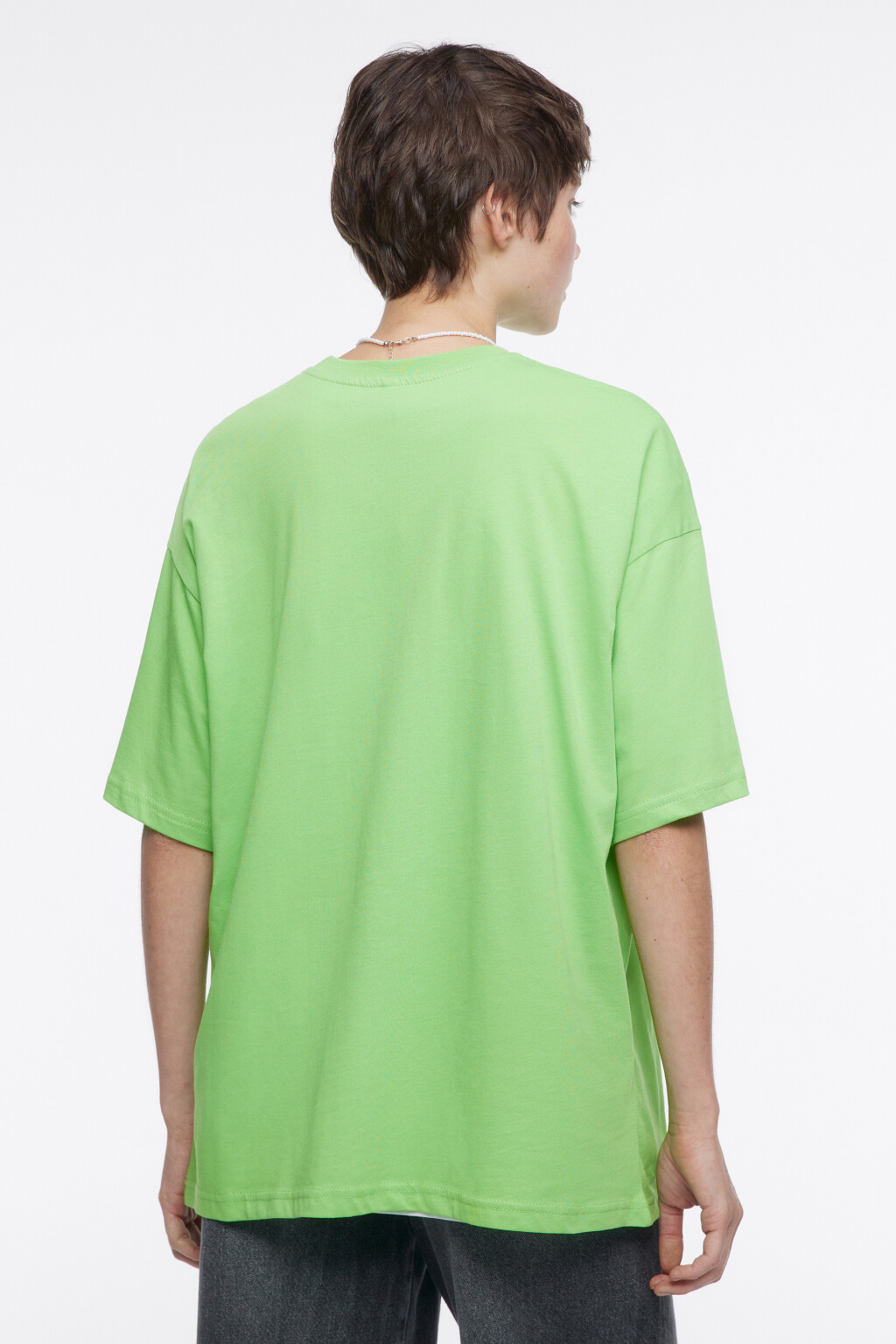 Футболка oversize хлопковая однотонная - цвет голубой - 4