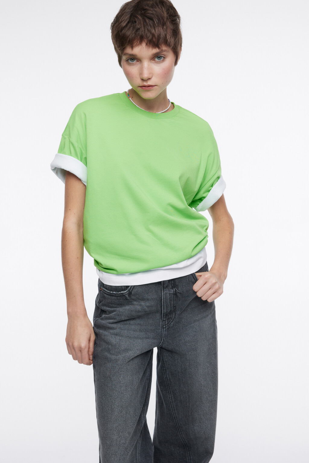 Футболка oversize хлопковая однотонная - цвет голубой - 1