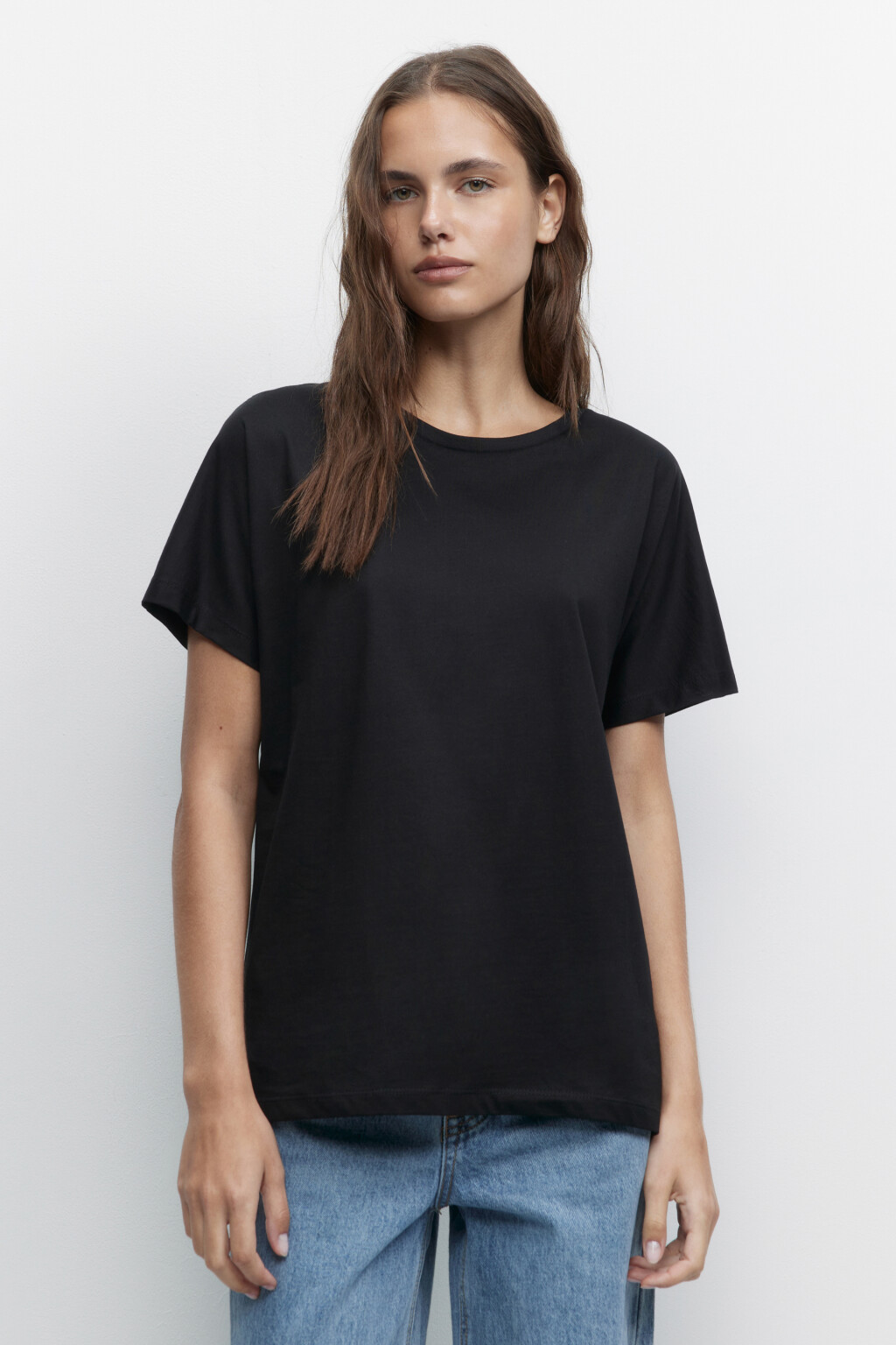 Футболка oversize хлопковая однотонная - цвет черный - 1