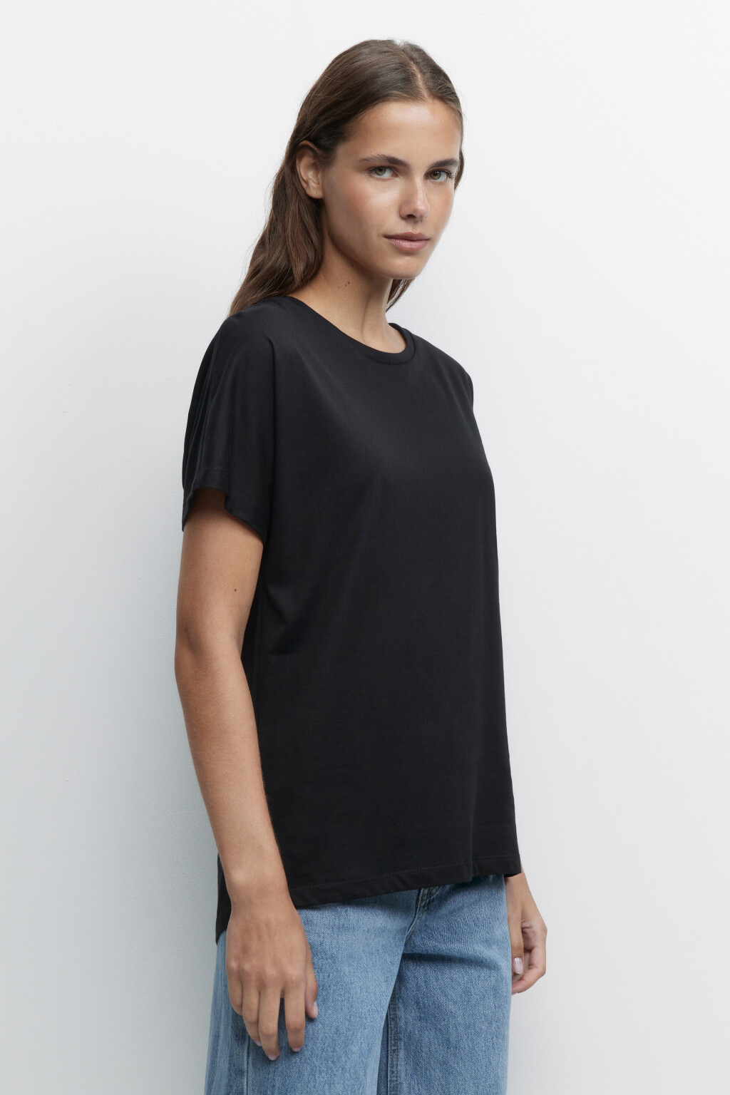 Футболка oversize хлопковая однотонная - цвет черный - 2