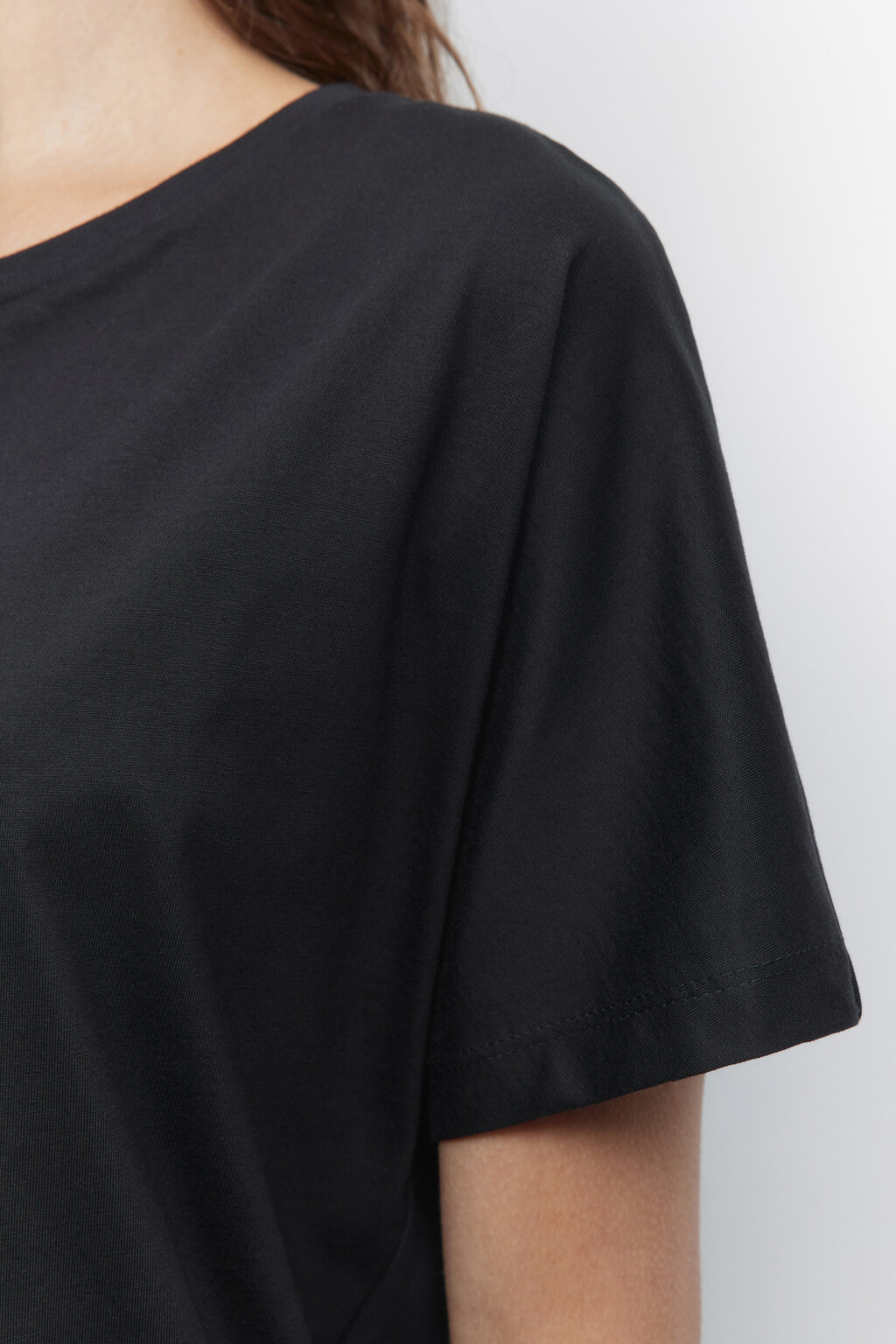 Футболка oversize хлопковая однотонная - цвет черный - 6