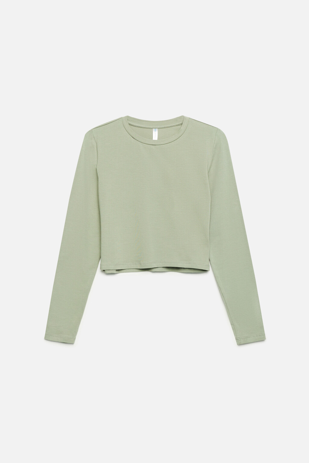 Лонгслив хлопковый укороченный облегающего кроя - цвет зеленый - 7