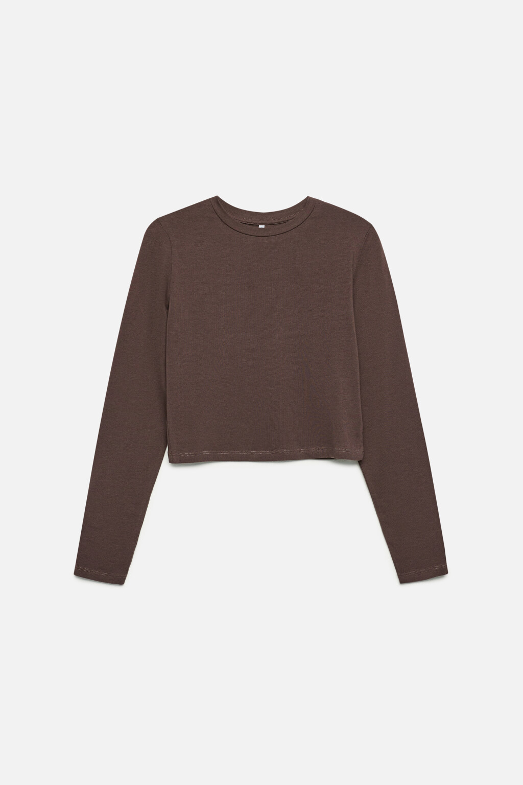 Лонгслив хлопковый укороченный облегающего кроя - цвет коричневый - 7
