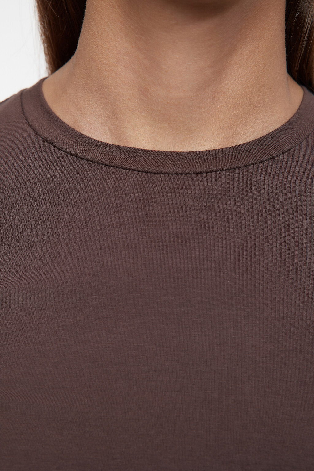 Лонгслив хлопковый укороченный облегающего кроя - цвет коричневый - 5