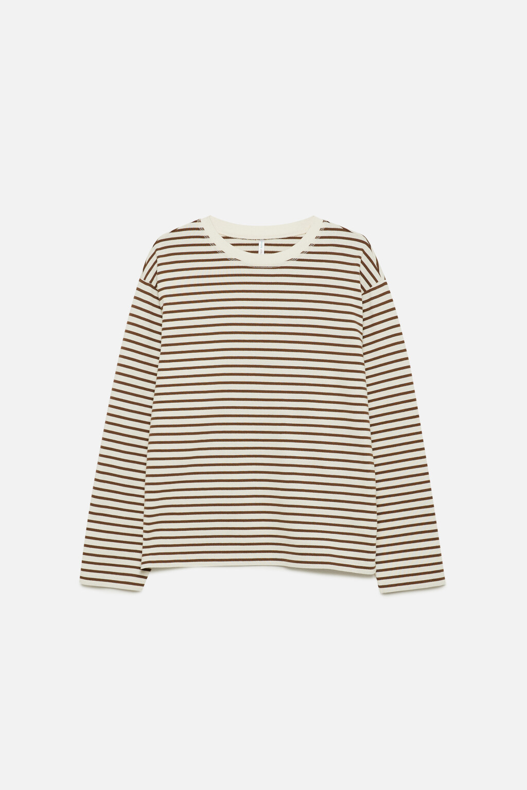 Лонгслив oversize хлопковый с принтом в полоску - цвет бежевый - 7