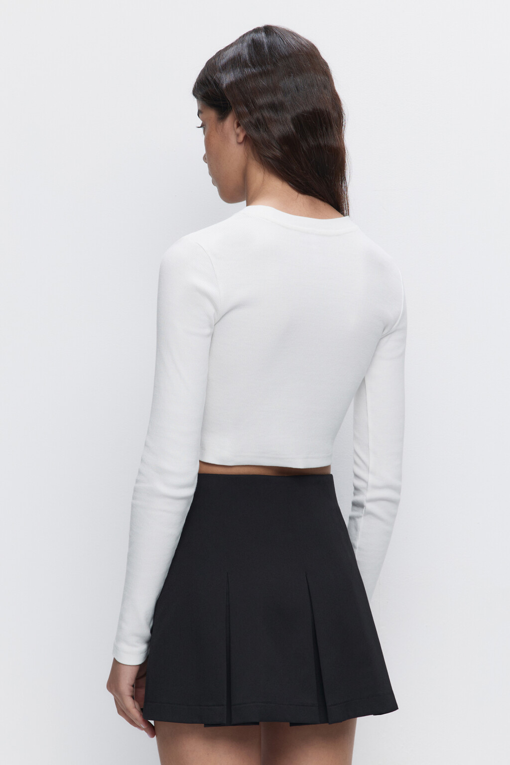 Лонгслив хлопковый облегающий в рубчик - цвет белый - 3