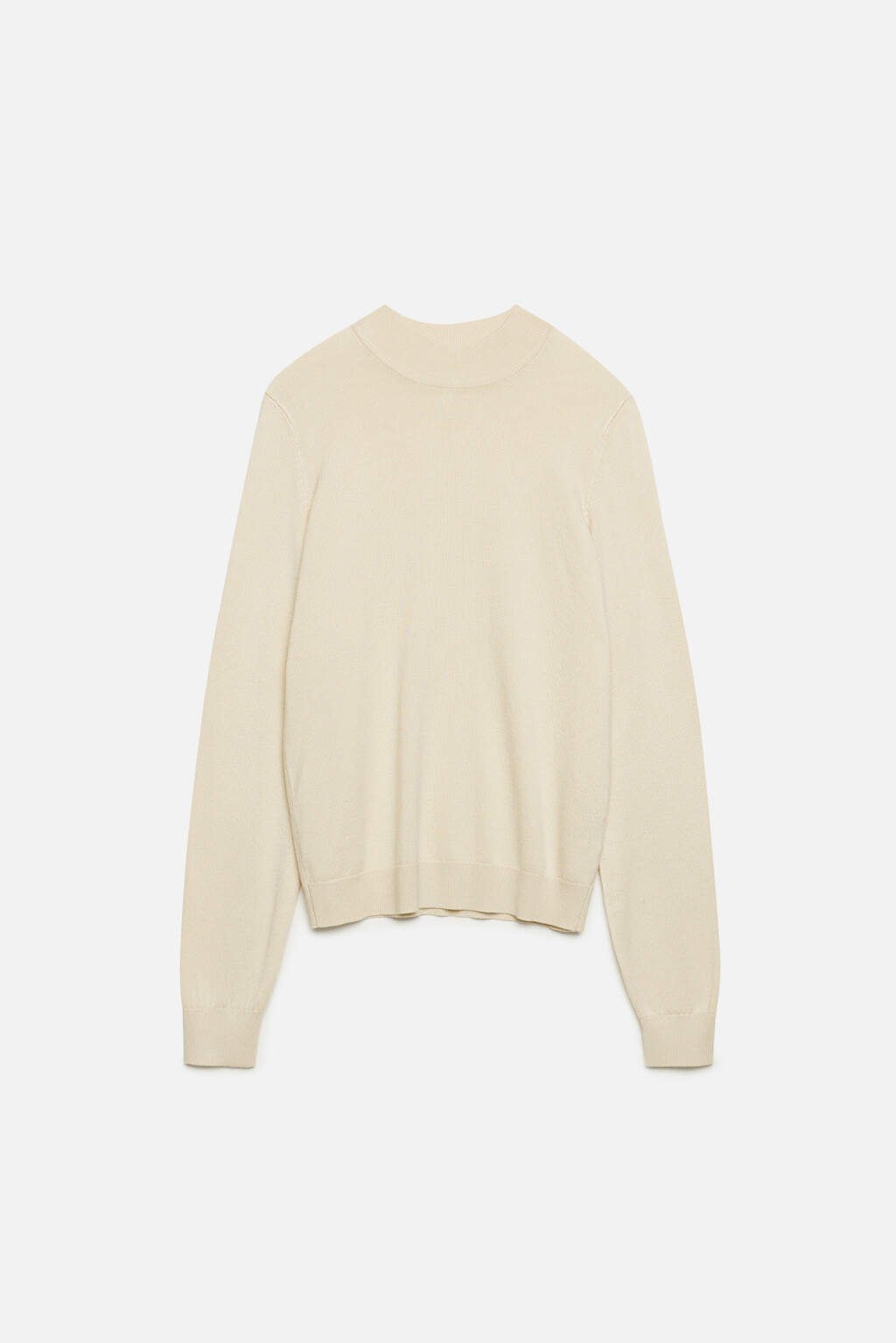 Свитер вискозный тонкой вязки с коротким воротником - цвет бежевый - 7