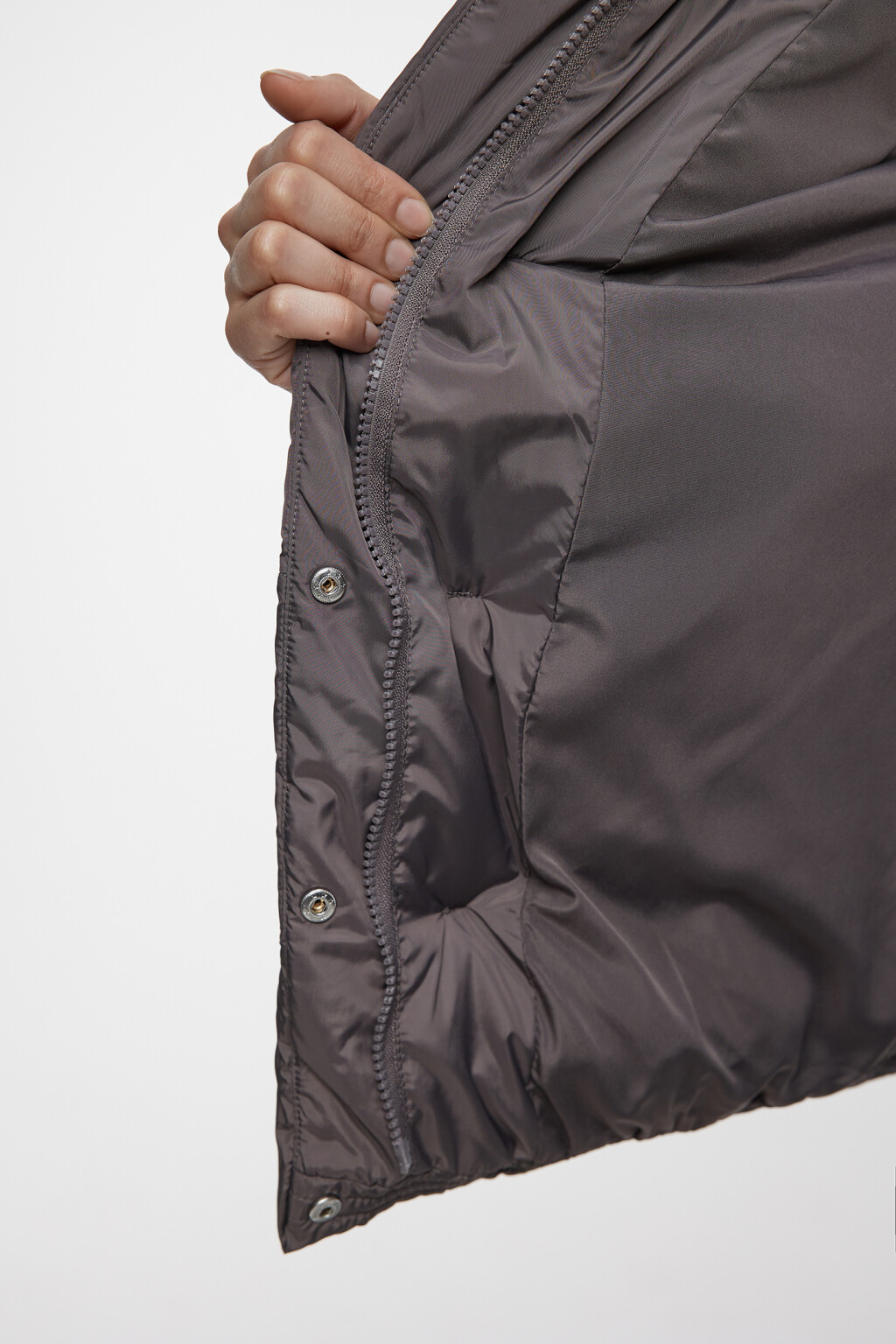 Куртка короткая стеганая с капюшоном - цвет серый - 7