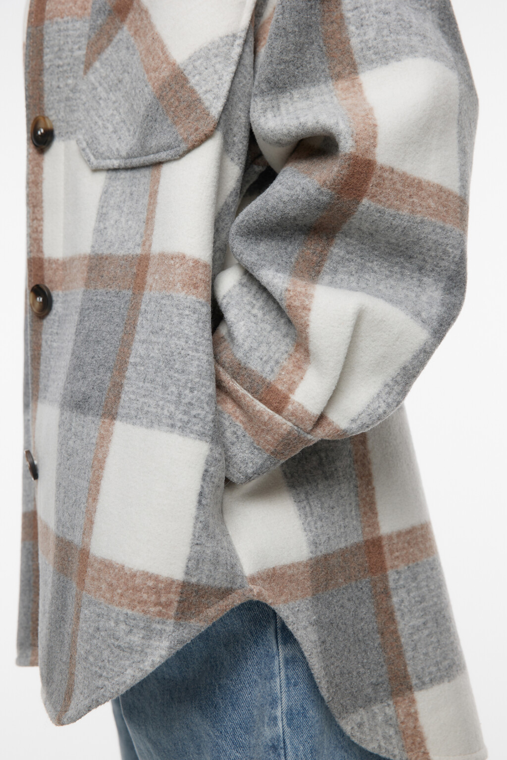 Полупальто короткое с нагрудными карманами - цвет серый - 6