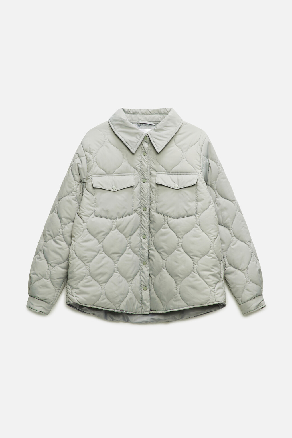 Куртка-рубашка oversize стеганая с нагрудными карманами - цвет голубой - 11