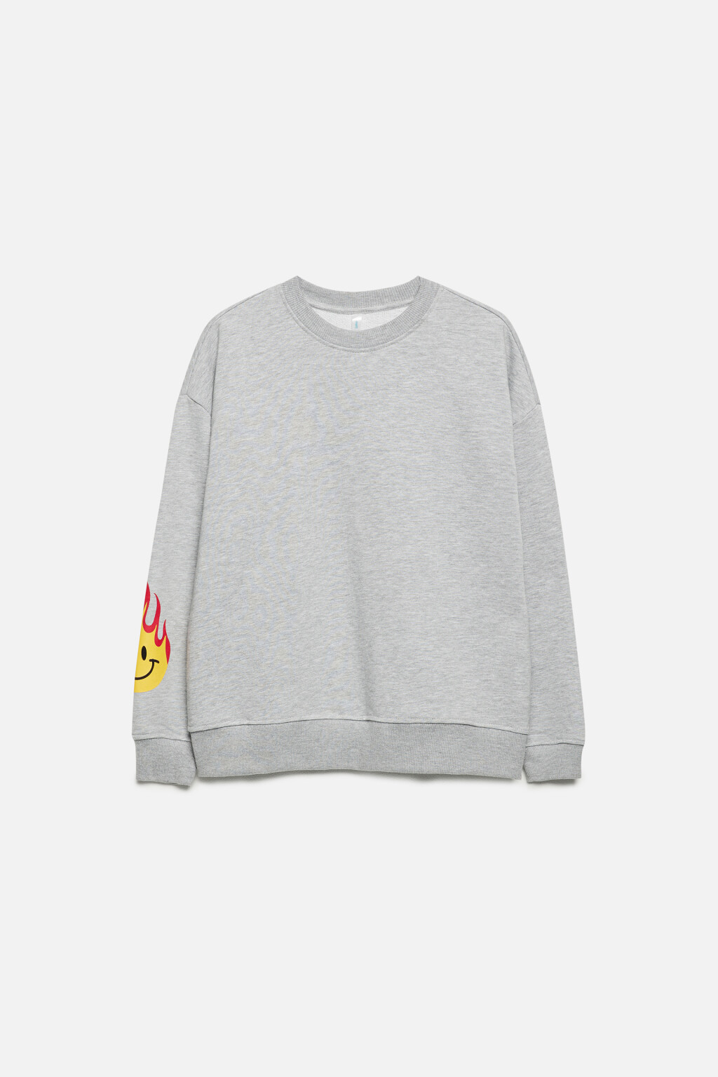 Свитшот oversize хлопковый с принтом-огоньком - цвет серый - 8