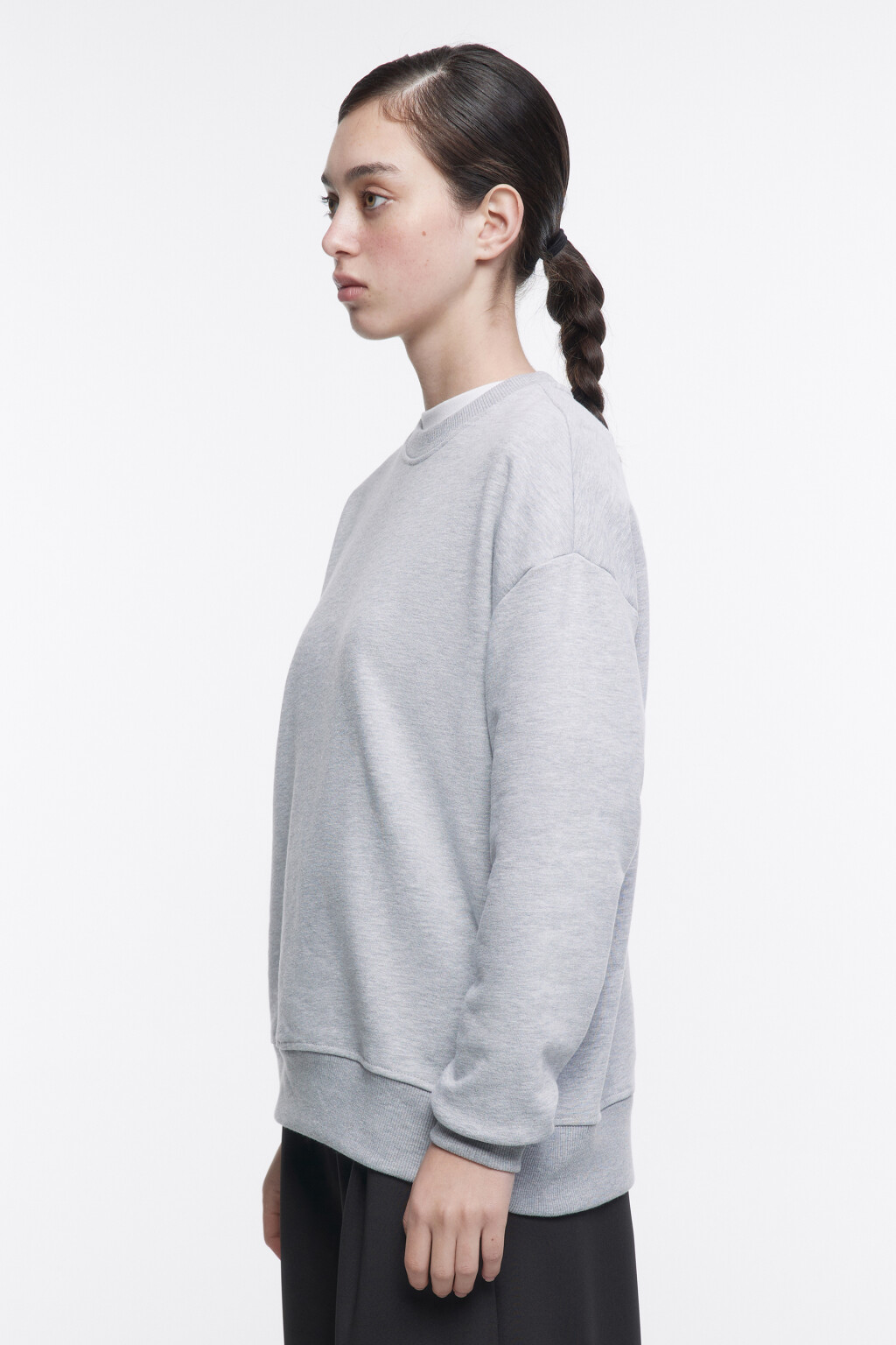 Свитшот oversize хлопковый с принтом-огоньком - цвет серый - 3