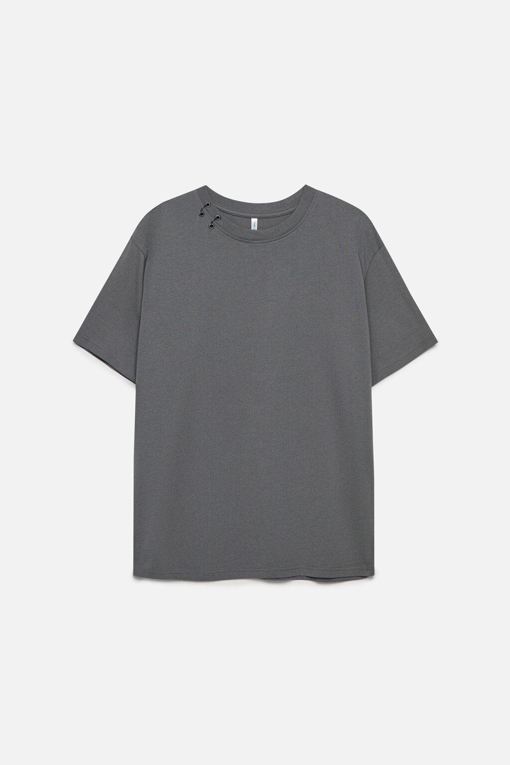 Футболка oversize хлопковая с металлическим пирсингом - цвет серый - 7