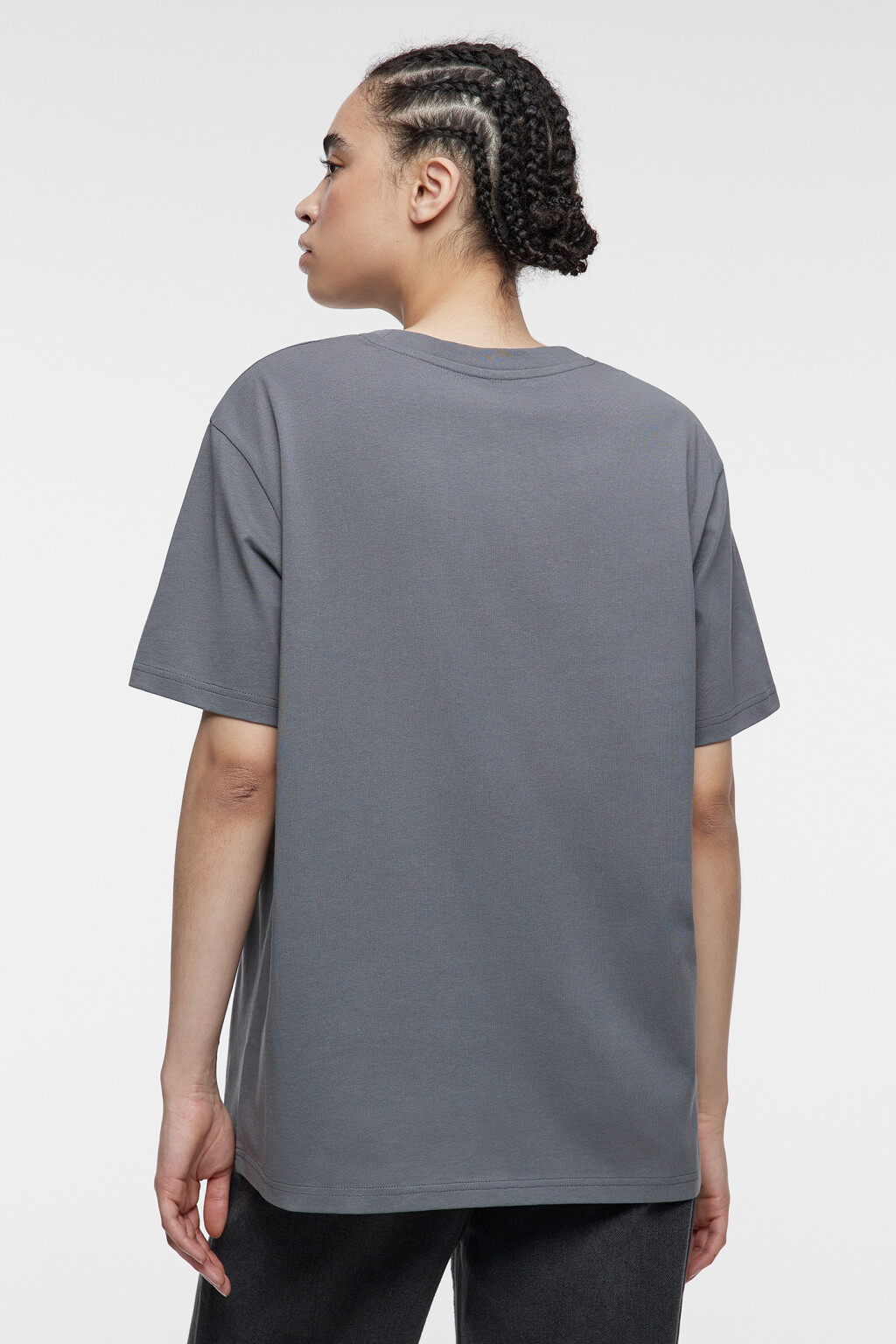Футболка oversize хлопковая с металлическим пирсингом - цвет серый - 3