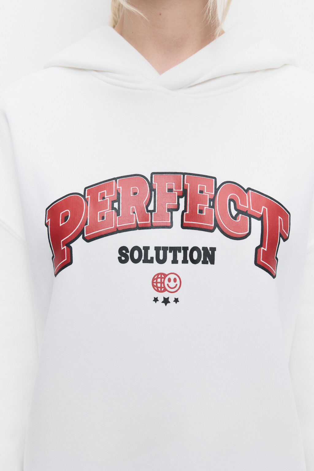 Толстовка хлопковая утепленная с капюшоном и принтом - цвет белый - 5