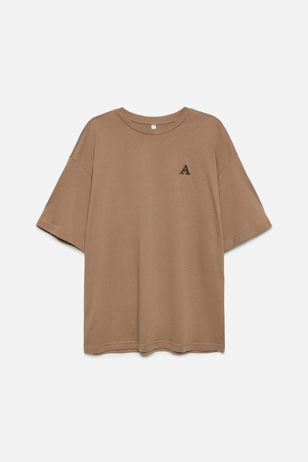 Футболка oversize хлопковая с принтом-вышивкой - цвет коричневый - 7