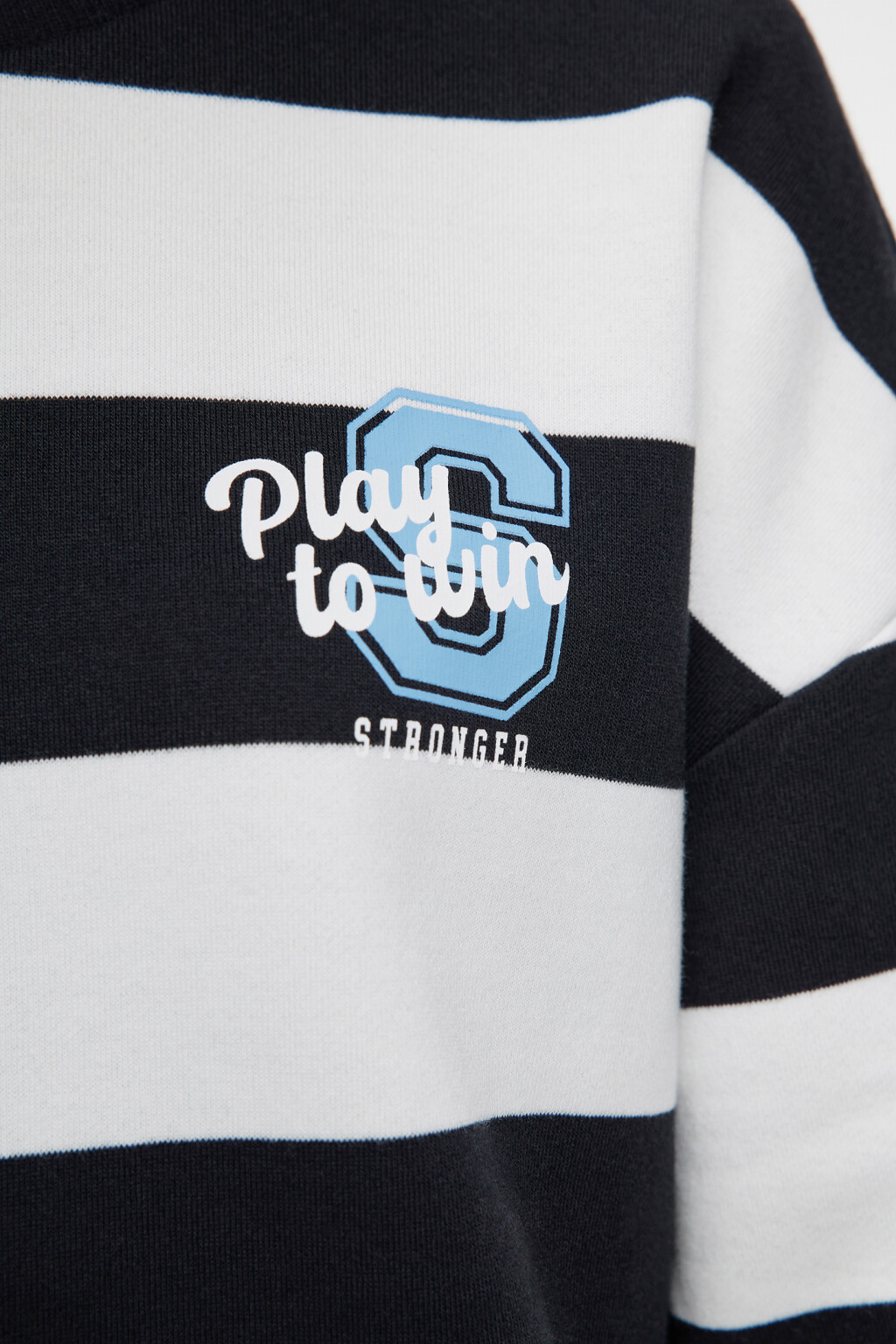 Свитшот хлопковый свободный с принтом в полоску - цвет черный - 6