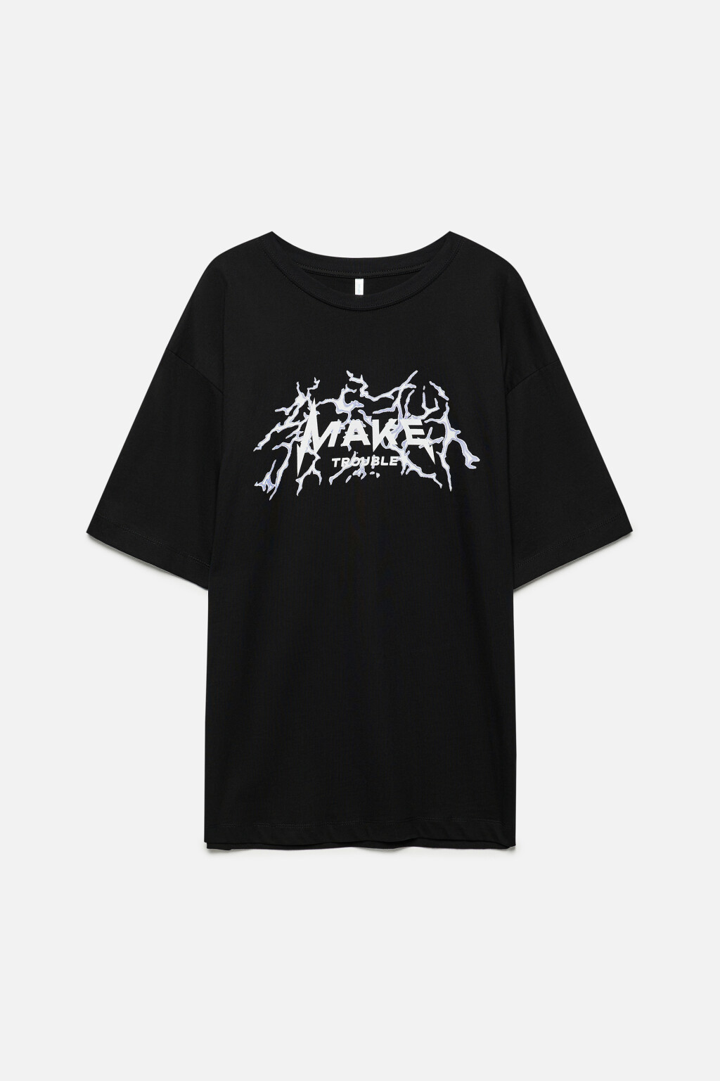Футболка oversize хлопковая с принтом-надписью - цвет черный - 8