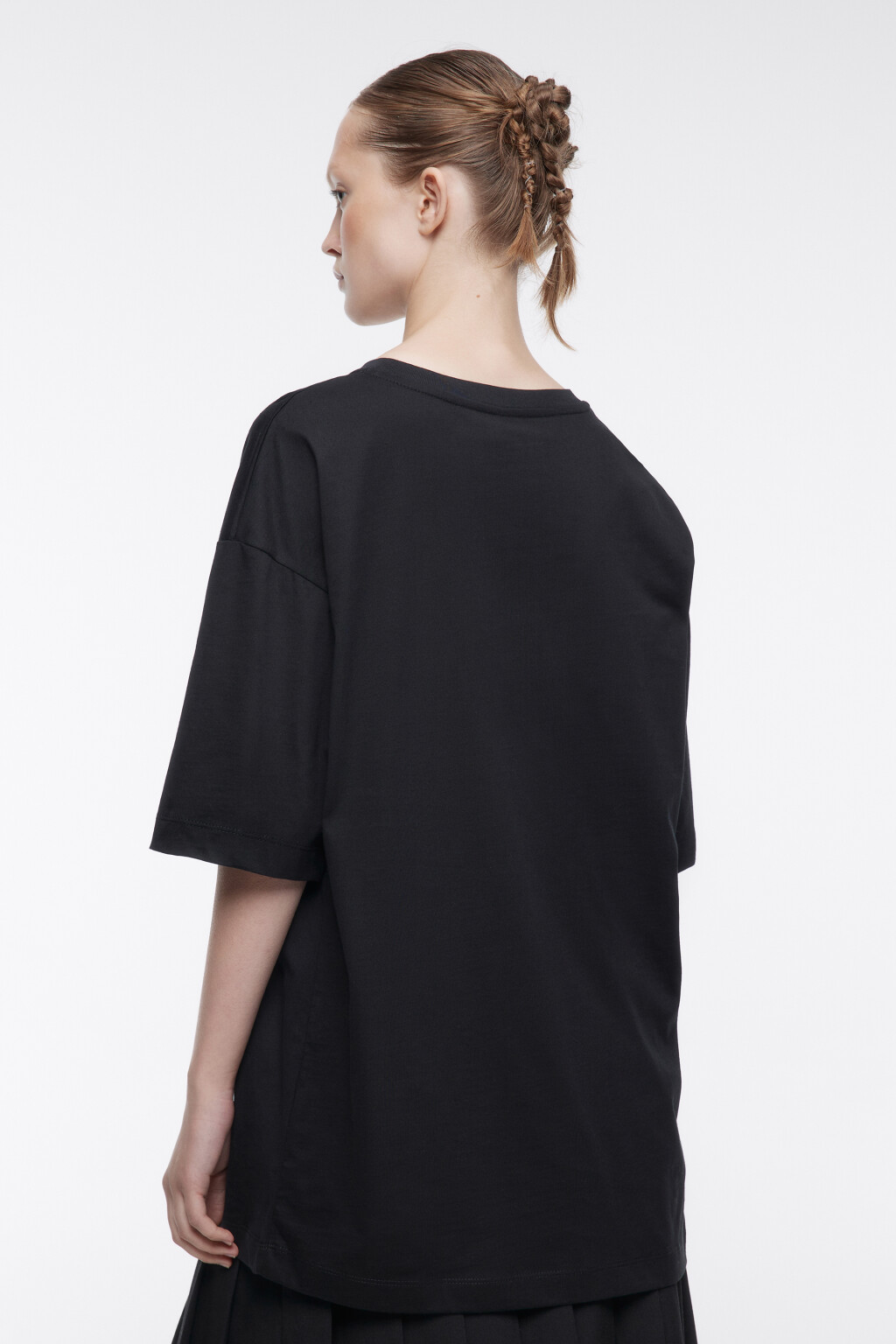Футболка oversize хлопковая с принтом-надписью - цвет черный - 5