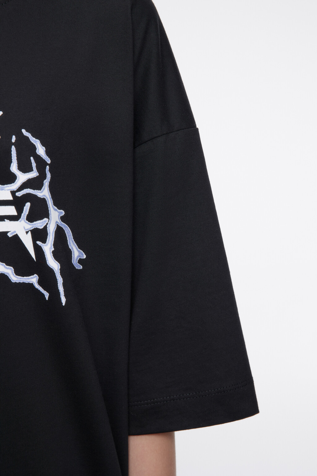 Футболка oversize хлопковая с принтом-надписью - цвет черный - 7