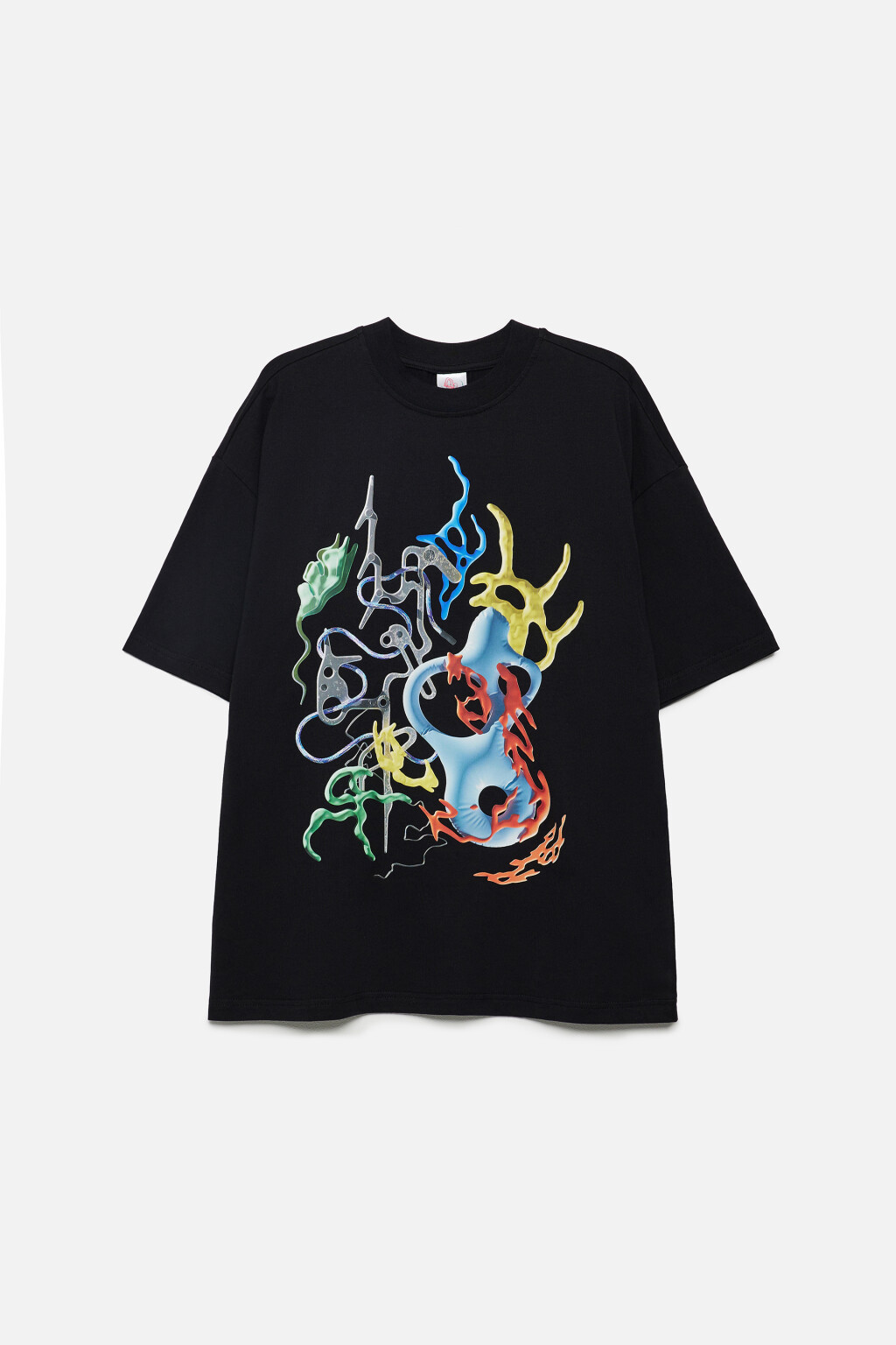Футболка oversize хлопковая с принтом-абстракцией - цвет черный - 9