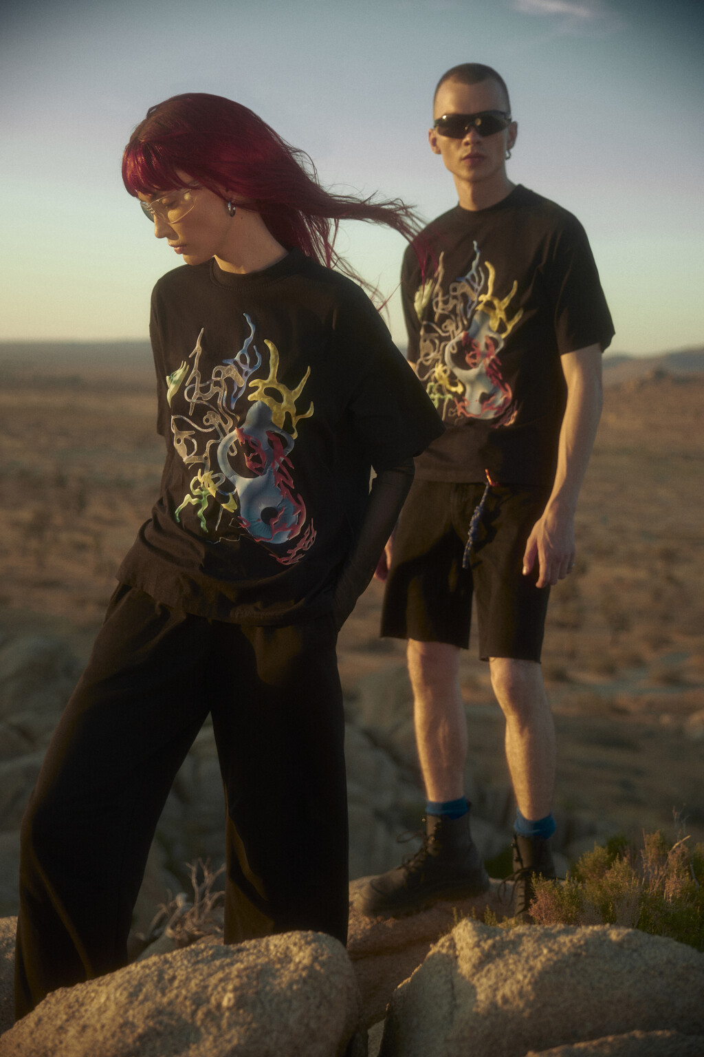 Футболка oversize хлопковая с принтом-абстракцией - цвет черный - 8