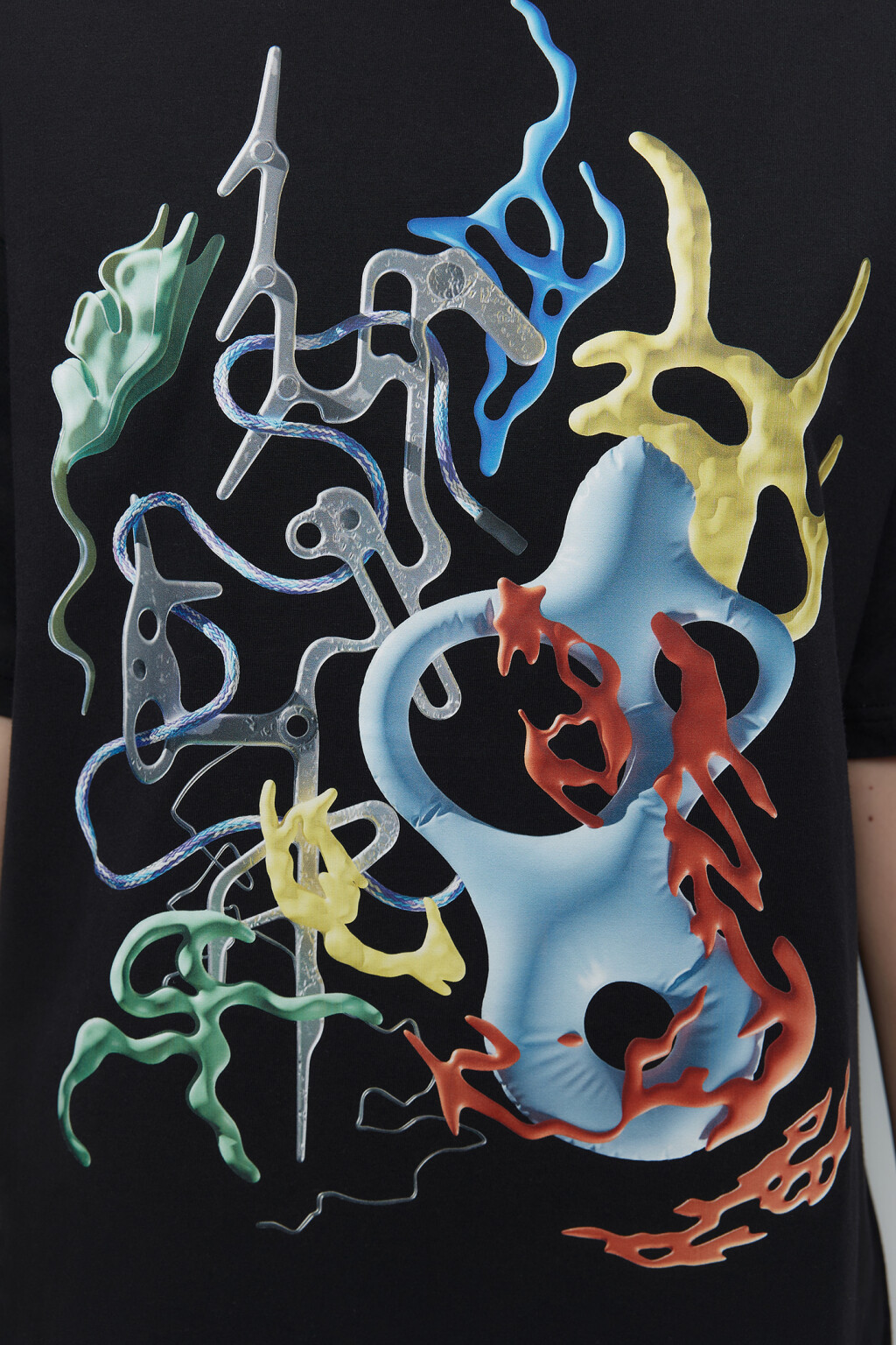 Футболка oversize хлопковая с принтом-абстракцией - цвет черный - 6