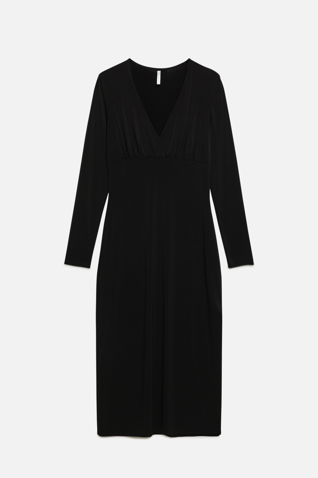 Платье миди облегающее с запахом на груди и разрезом - цвет черный - 9