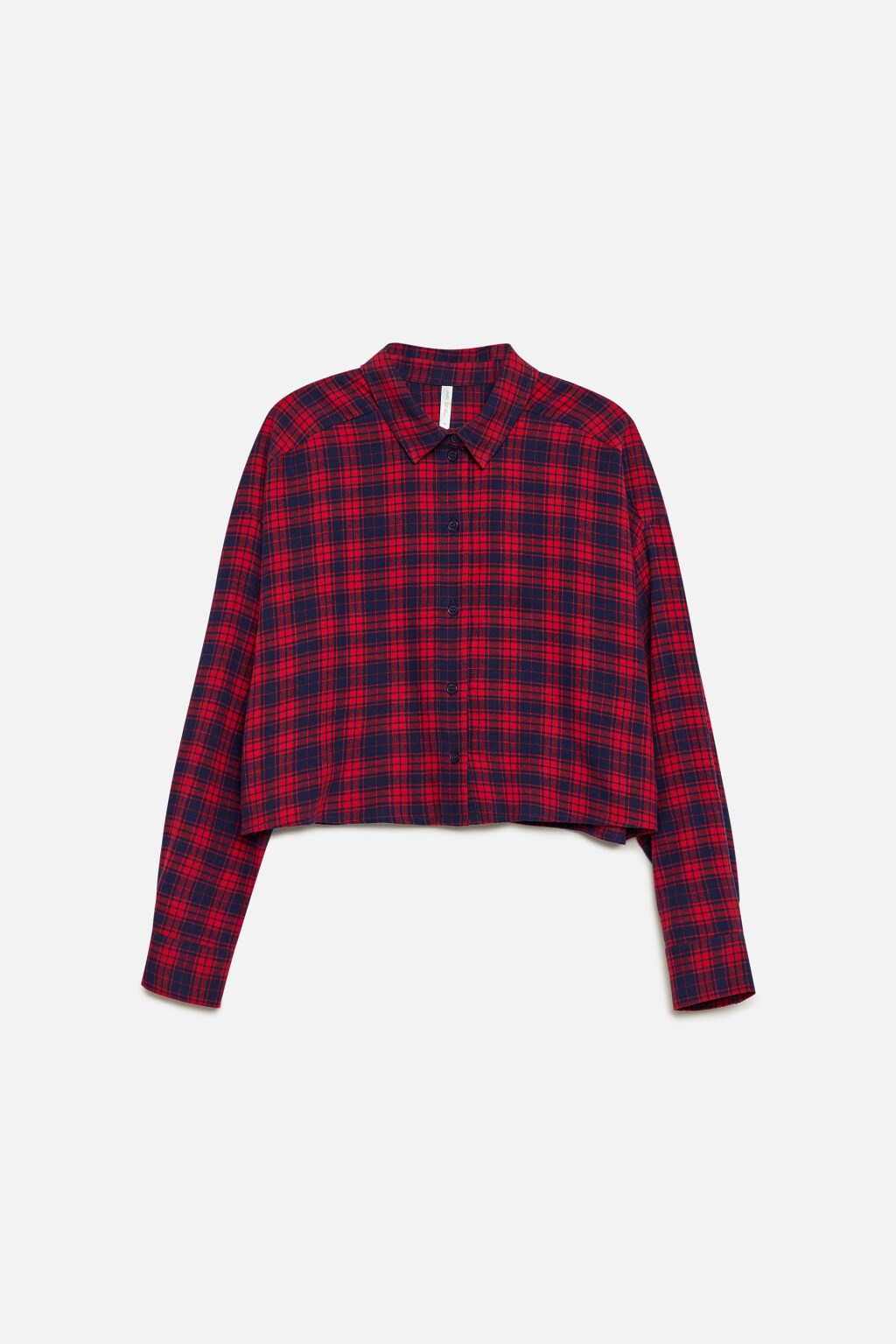 Рубашка фланелевая укороченная с принтом в клетку - цвет красный - 7