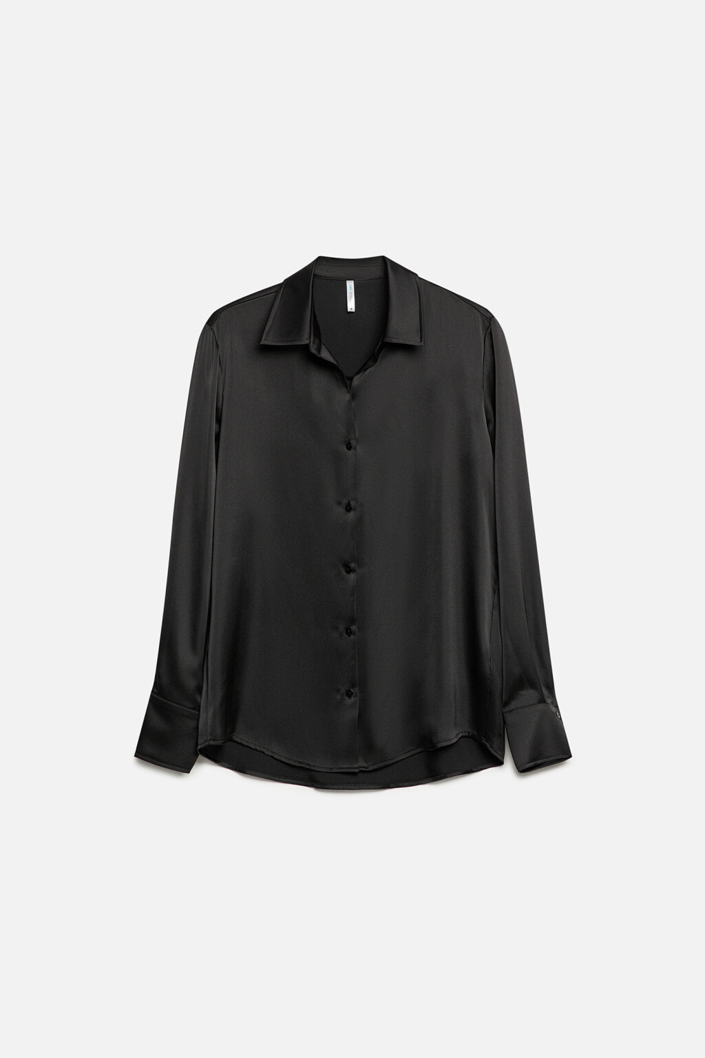 Блузка-рубашка oversize атласная с V-вырезом - цвет черный - 9