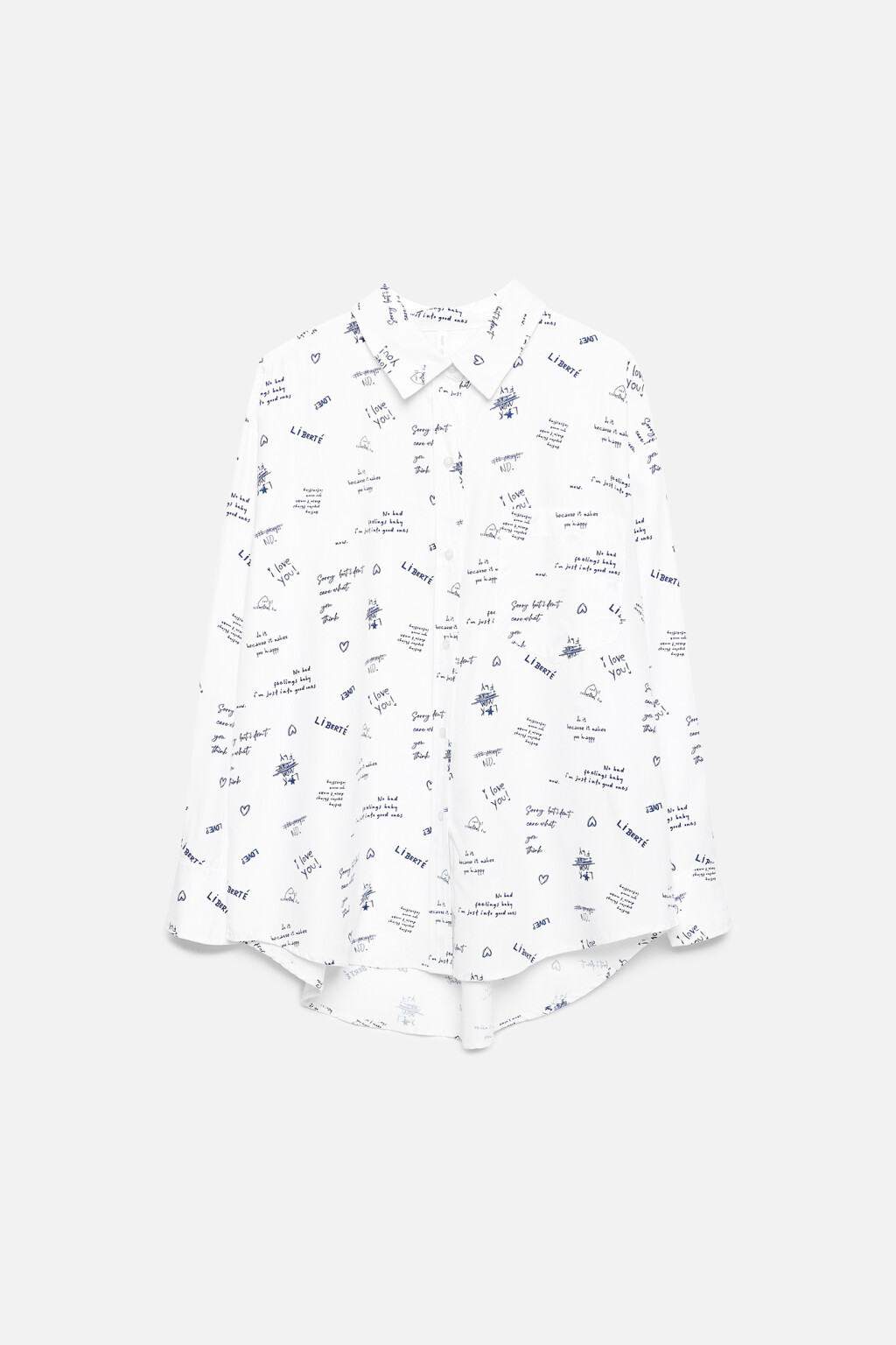 Рубашка oversize хлопковая с рисунками и надписями - цвет белый - 7