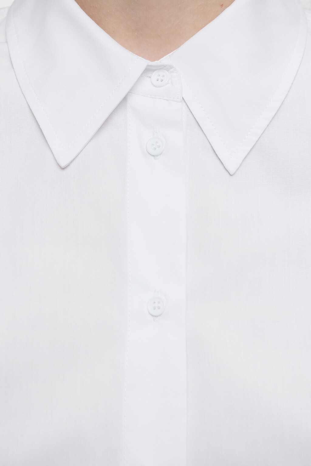 Рубашка-овершот хлопковая свободного кроя - цвет белый - 6