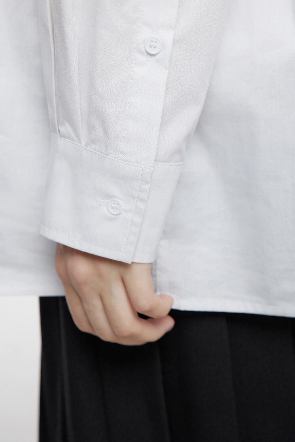 Рубашка-овершот хлопковая свободного кроя - цвет белый - 7