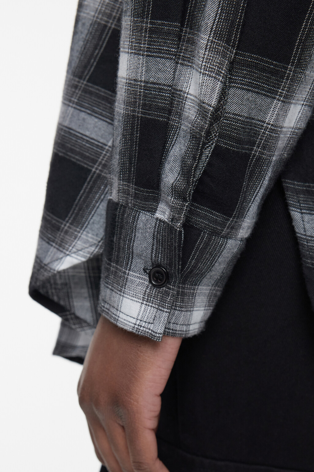 Рубашка oversize фланелевая с принтом в клетку - цвет черный - 7