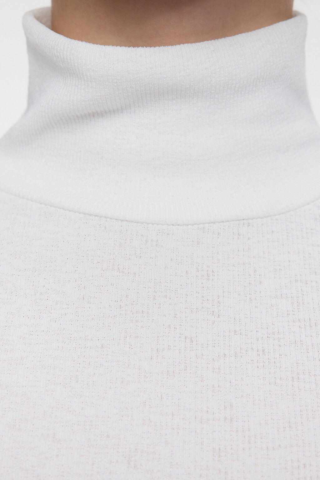 Водолазка в рубчик приталенная с воротником-стойкой - цвет белый - 5