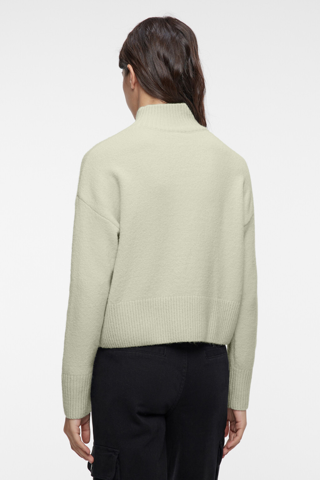 Свитер oversize вязаный с воротником-стойкой - цвет зеленый - 3