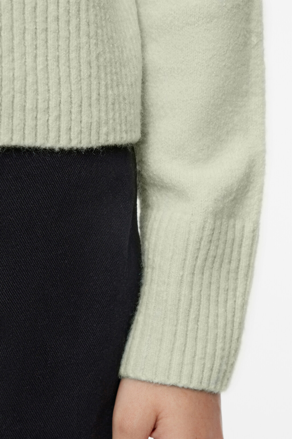 Свитер oversize вязаный с воротником-стойкой - цвет зеленый - 6