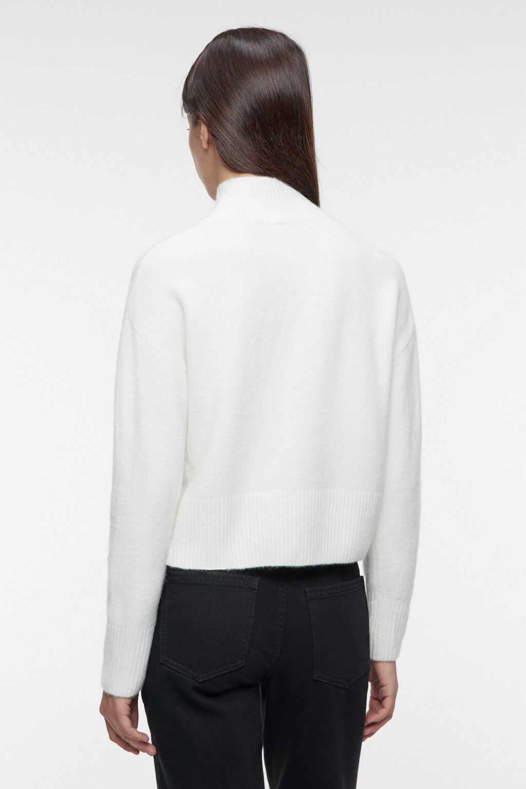 Свитер oversize вязаный с воротником-стойкой - цвет бежевый - 3