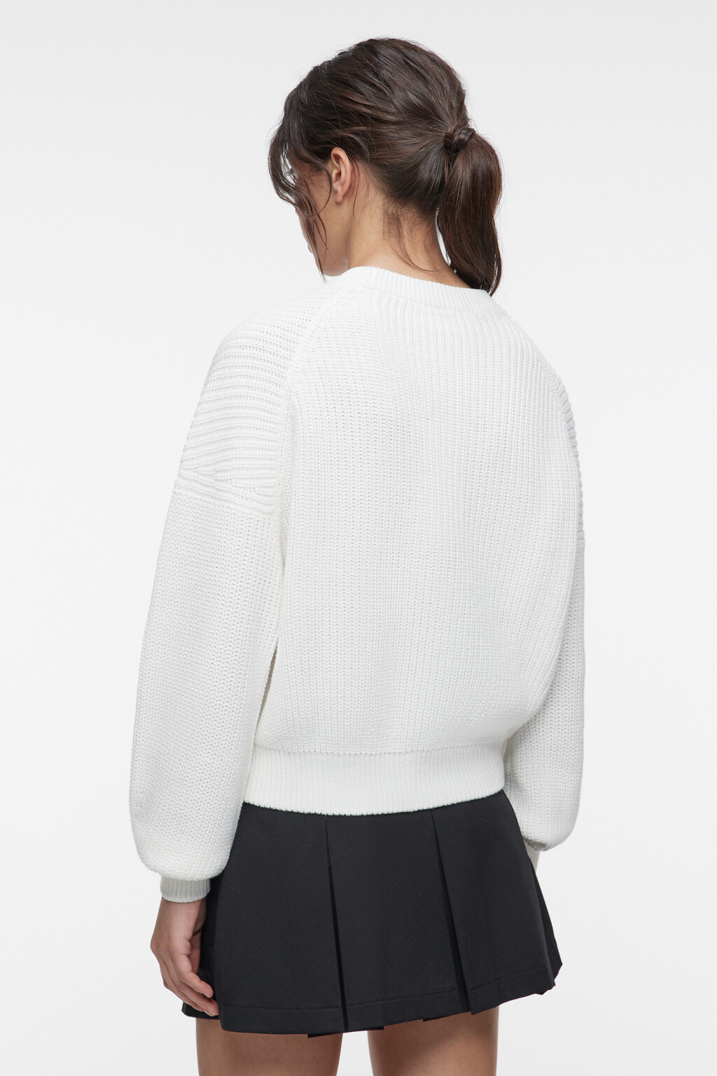 Свитер oversize вязаный хлопковый в рубчик - цвет бежевый - 4