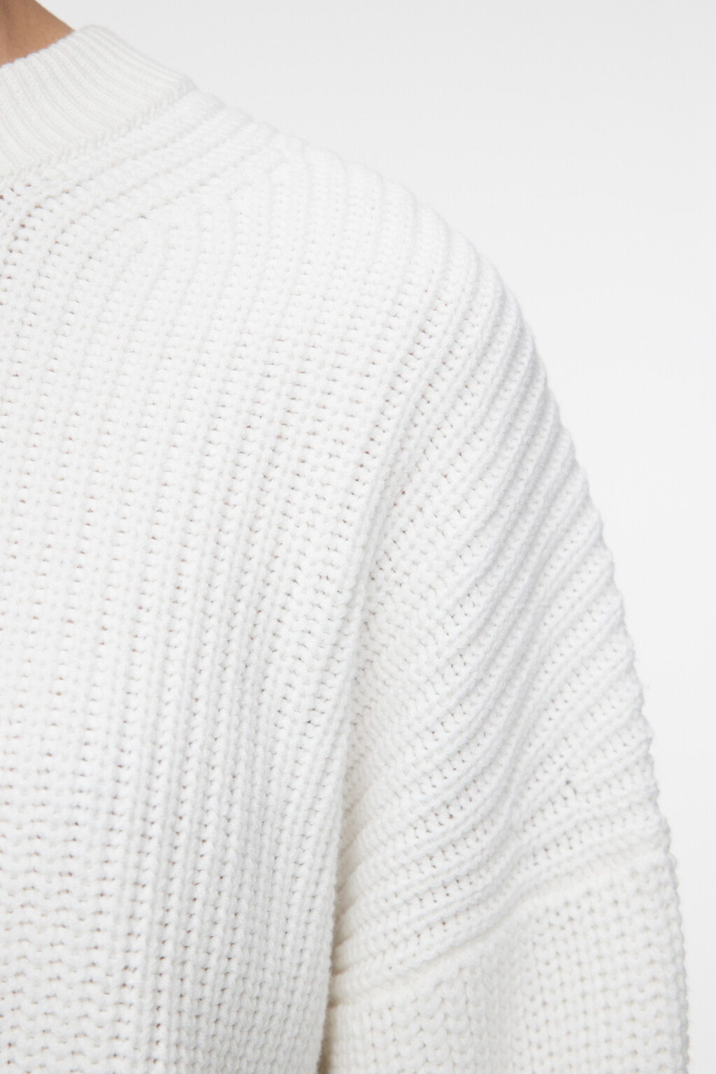 Свитер oversize вязаный хлопковый в рубчик - цвет бежевый - 6