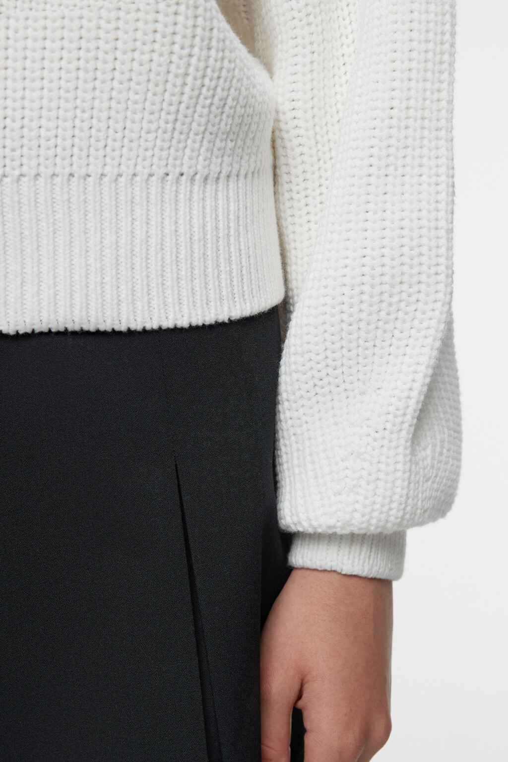 Свитер oversize вязаный хлопковый в рубчик - цвет бежевый - 7