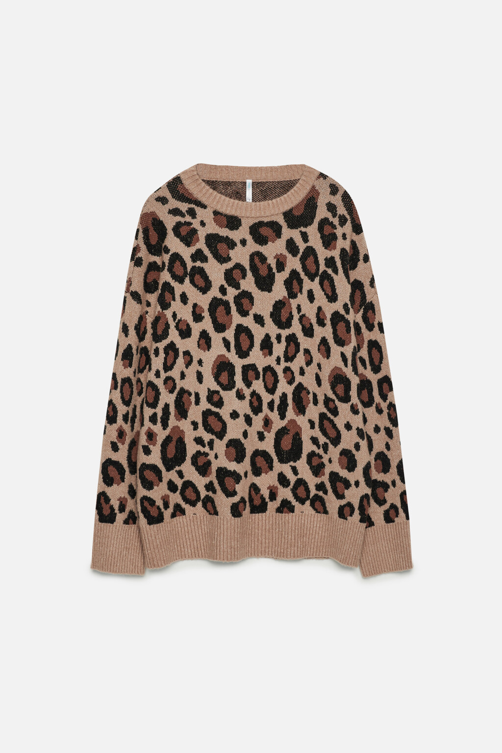 Свитер oversize вязаный с леопардовым принтом - цвет бежевый - 8
